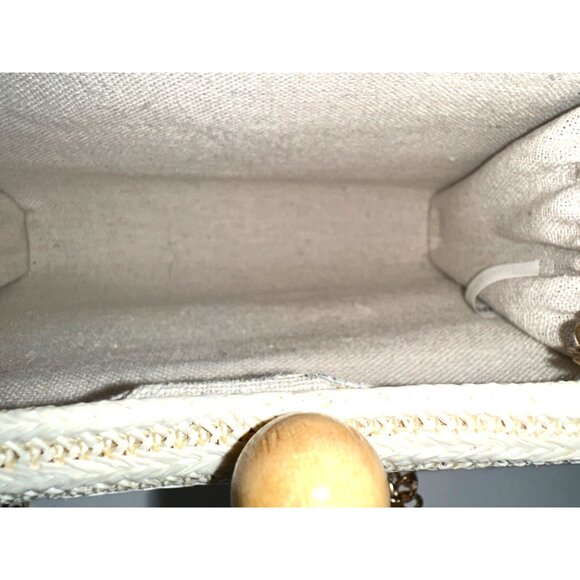 Haute Hippie Straw Hard Case Embroidered Gold Chain Crossbody Boho Bag - Picture 8 of 8